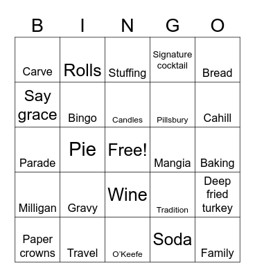 Thanksgiving 2020 Bingo Card