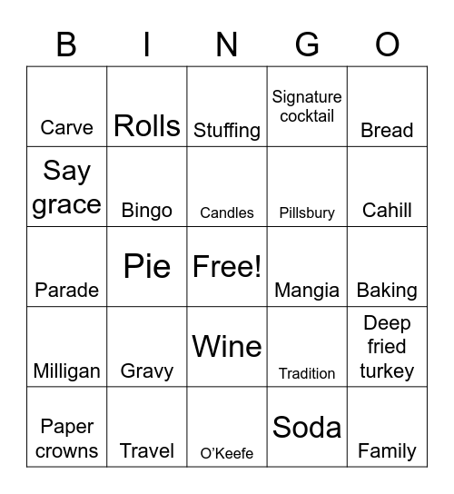 Thanksgiving 2020 Bingo Card