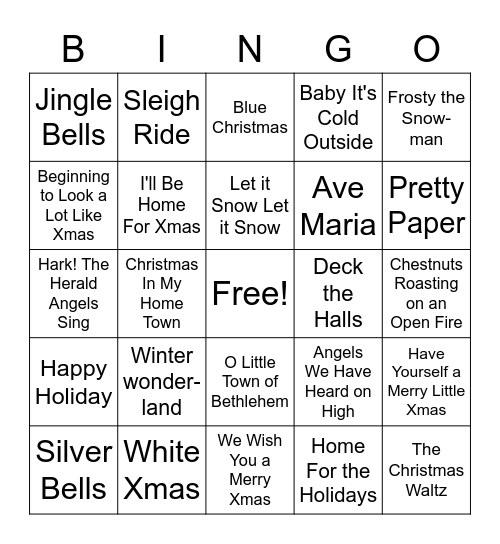 Highgate Christmas Bingo Card