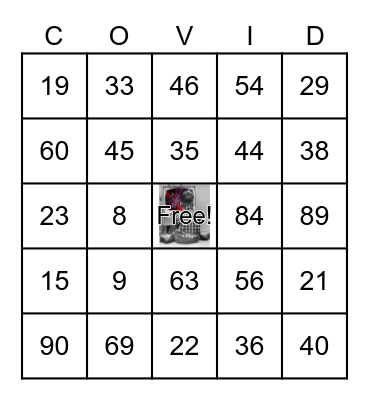 COVID BINGO Card