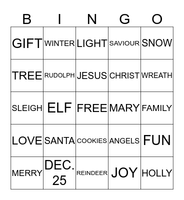 CHRISTMAS  Bingo Card