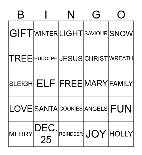 CHRISTMAS  Bingo Card