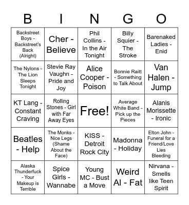 Music Bingo Card