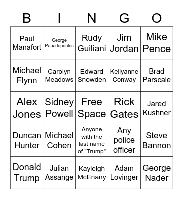 POTUS45 Pardon Bingo Card