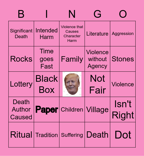 The Lottery/Violence Bingo Card