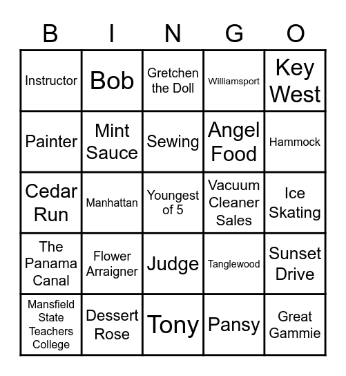 The Wife, The Mother, The Homemaker Bingo Card