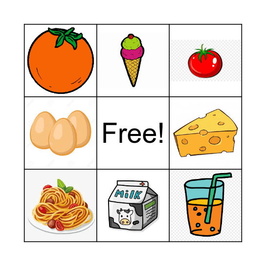 FOOD Bingo Card