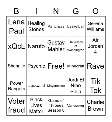 Get them to say it Bingo Card