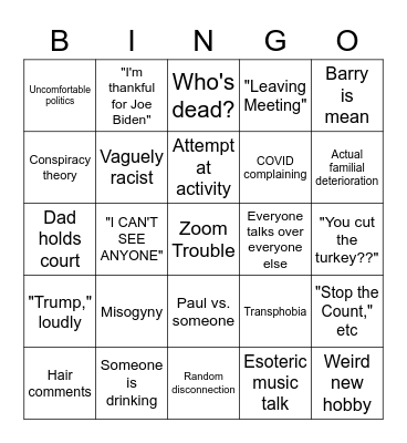 Thanksgiving 2020 part 2 Bingo Card