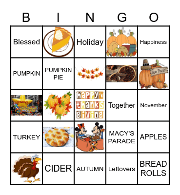 THANKSGIVING Bingo Card