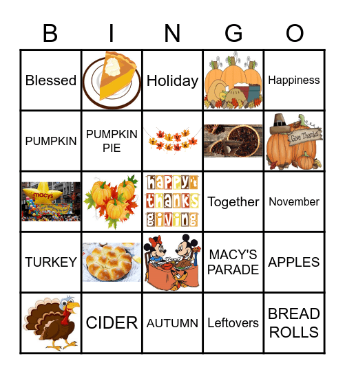 THANKSGIVING Bingo Card