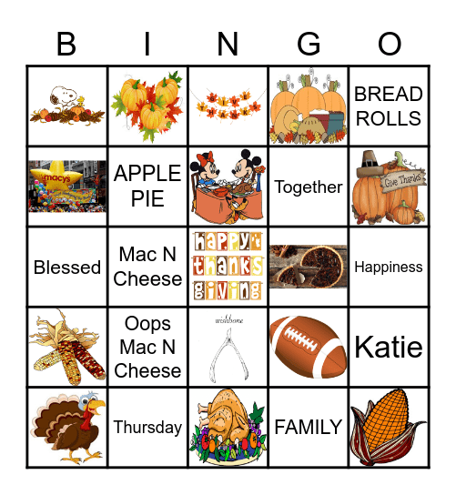 THANKSGIVING Bingo Card