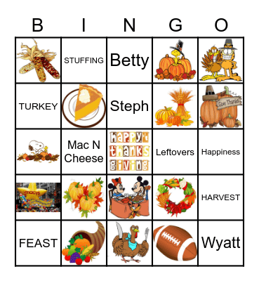 THANKSGIVING Bingo Card