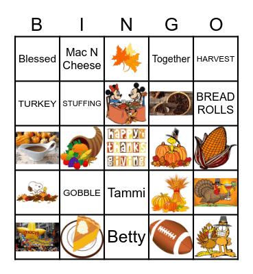 THANKSGIVING Bingo Card