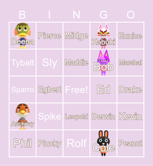 Animal Crossing (´・ω・`) Bingo Card