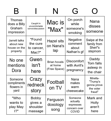 Jamieson Thanksgiving Bingo Card