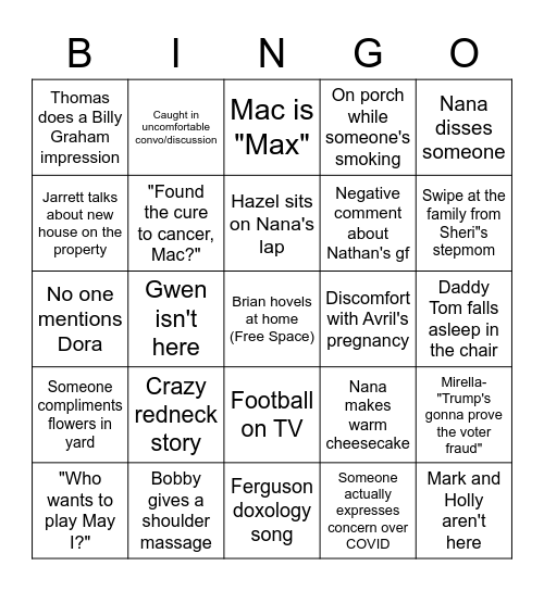 Jamieson Thanksgiving Bingo Card