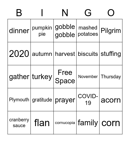 Thanksgiving Bingo Card