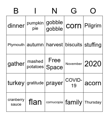 Thanksgiving Bingo Card