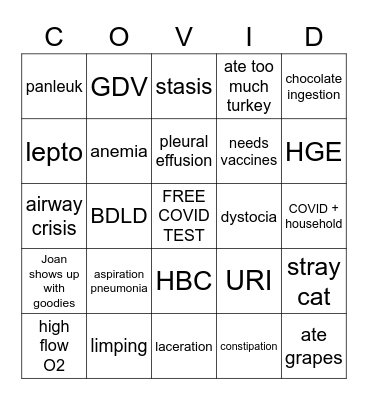 COVID-19 Special Edition Thanksgiving BINGO Card