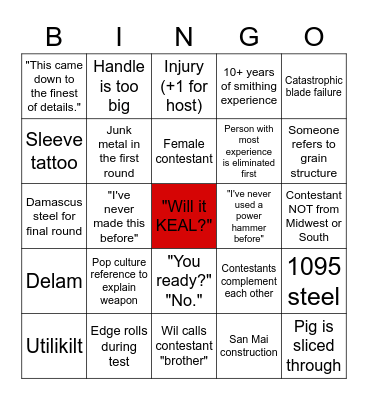 Forged in Fire Bingo/Drinking Game Bingo Card