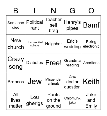 GP Bingo Card