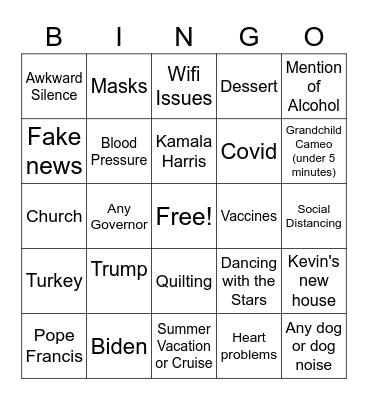 Cleary Thanksgiving Bingo Card