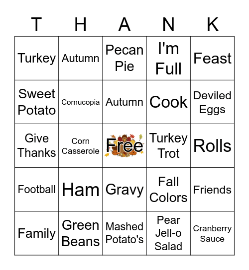 THANKSGIVING BINGO Card