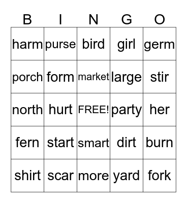 -R controlled Bingo Card