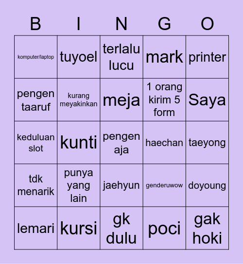 🍒 Bingo Card