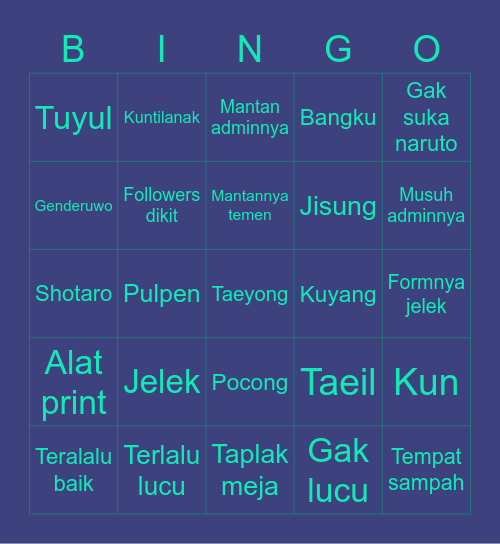 Icungie Bingo Card