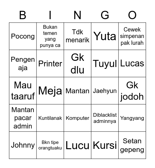 (｡･ω･｡)ﾉ♡ LULU Bingo Card