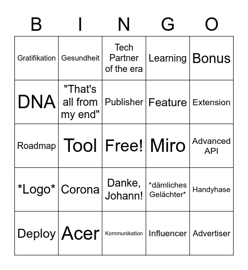 Bullshit Allhands Bingo Card