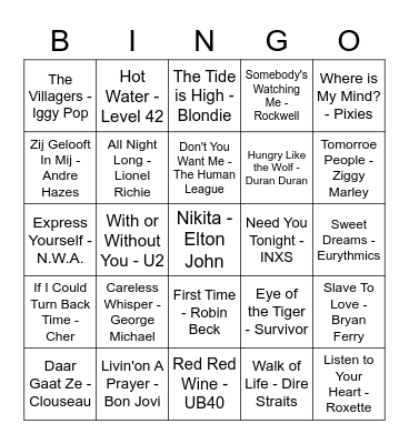 Muziekbingo Card