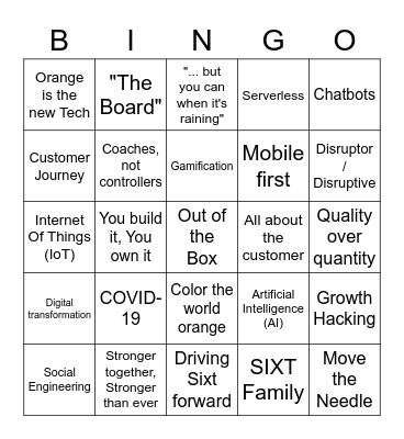 Tech Conference Bingo Card