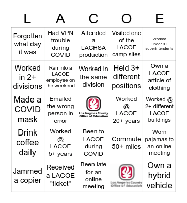 LACOE BINGO Card