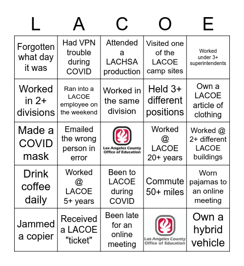 LACOE BINGO Card