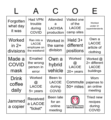 LACOE BINGO Card