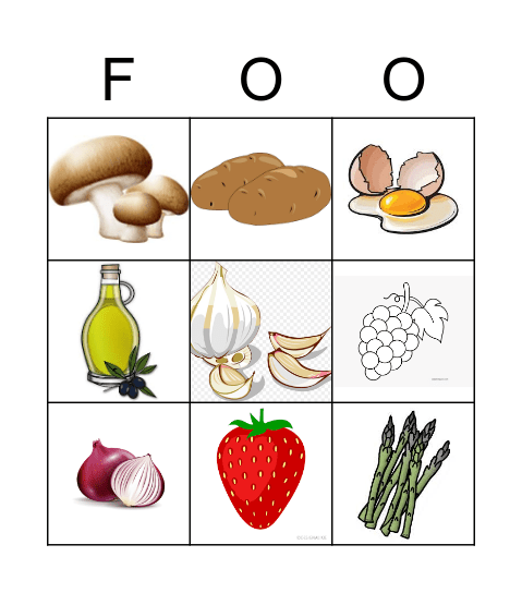 Food Bingo Card