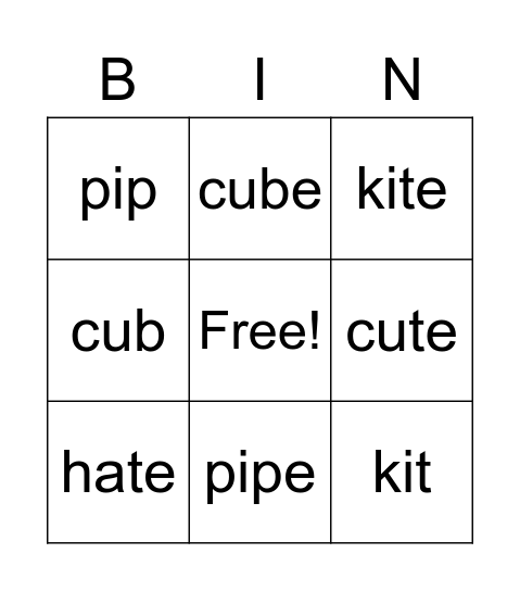 BINGO PHONICS Bingo Card