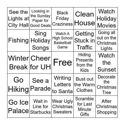 Winter in Hawaii Bingo Card