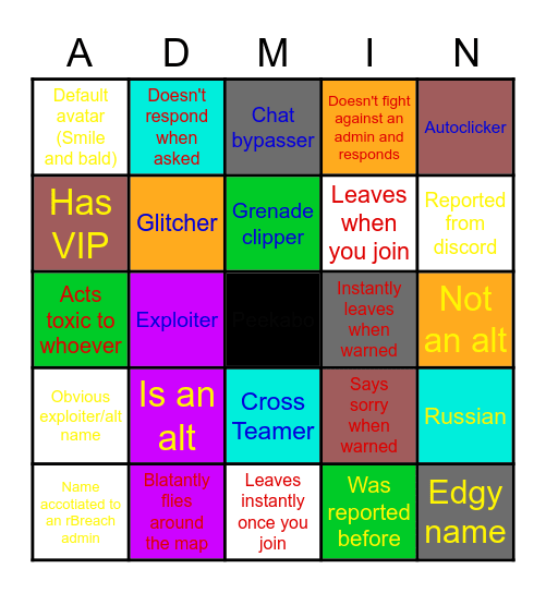 rBreach rule breaker bingo Card