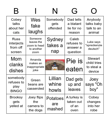 OTTO family Thanksgiving BINGO Card