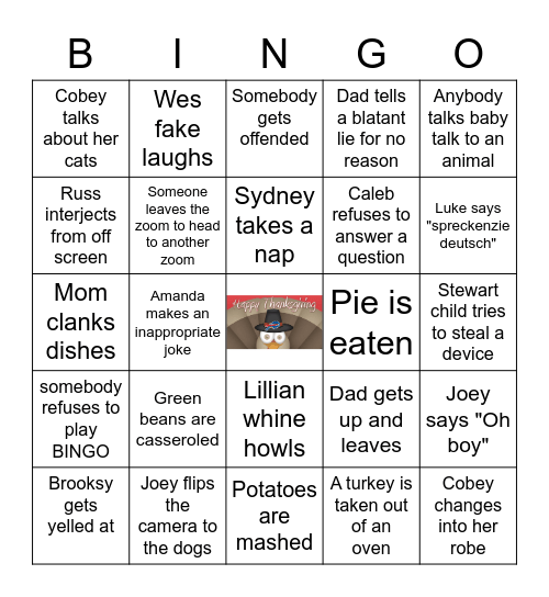 OTTO family Thanksgiving BINGO Card