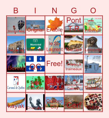 Q U É B E C Bingo Card
