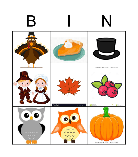 Happy Thanskgiving! Bingo Card