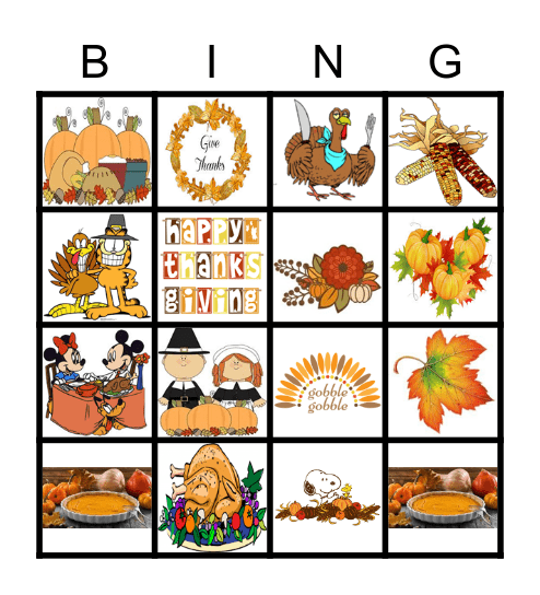 THANKSGIVING Bingo Card