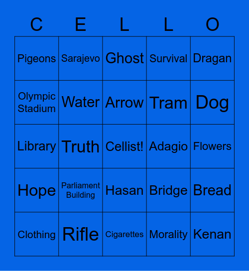 The Cellist of Sarajevo Bingo Card