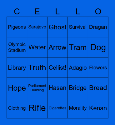 The Cellist of Sarajevo Bingo Card