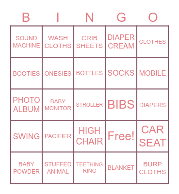 Baby Bingo Card